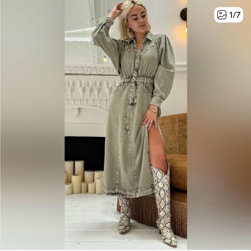 16-FREE PEOPLE MAD LOVE DENIM MIDI